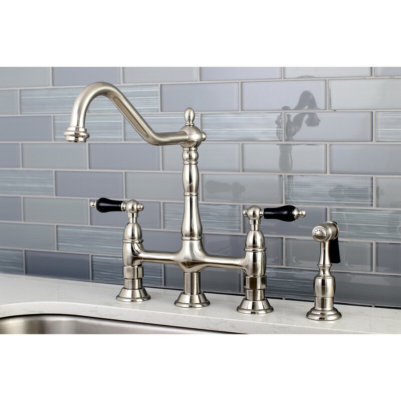 Kingston Brass Duchess Bridge Faucet With Side Sprayer Reviews Wayfair   Duchess Bridge Faucet With Side Sprayer 